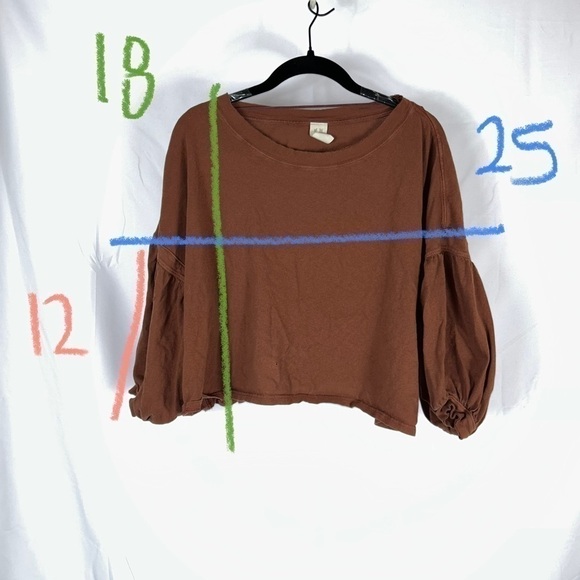 Free People We the Free Blouse Sugar Rush Dolman Sleeve Balloon Cropped Shirt - Picture 3 of 12